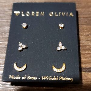 WLOREN OLIVIA Bling Stud Earrings Set In Gold Nordstrom Rack 14 K Gold Plating